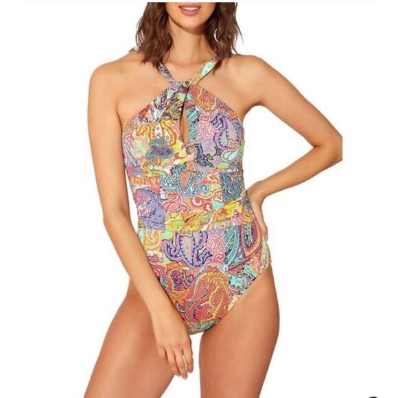 Bleu‎ Rod Beattie Womens Paisley One Piece Swimsuit Swimwear Multicolor Size 6 - Picture 1 of 6